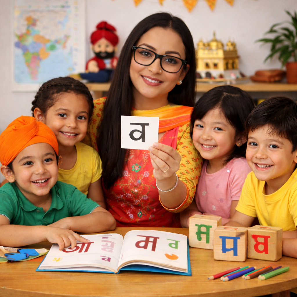 Happy Students Learning Punjabi